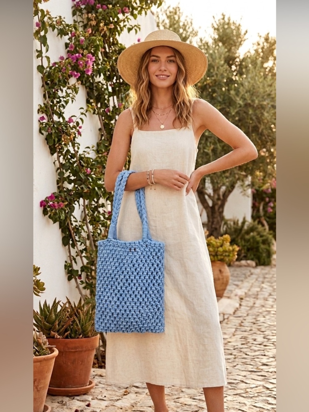 J Crew Cadiz Hand Knotted Crochet Tote